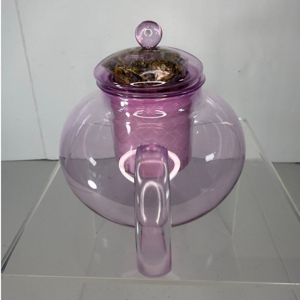 Purple Borosilicate Glass Teapot with Removable Glass Infuser & Lid - Picture 4 of 6
